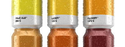 Bierpackaging in de stijl van Pantone