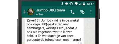 Jumbo lanceert WhatsApp barbecue-service