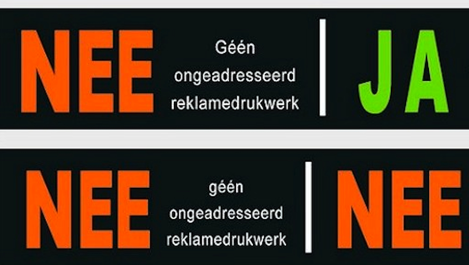 Branche in hoger beroep versus opgedrongen Ja/Ja sticker