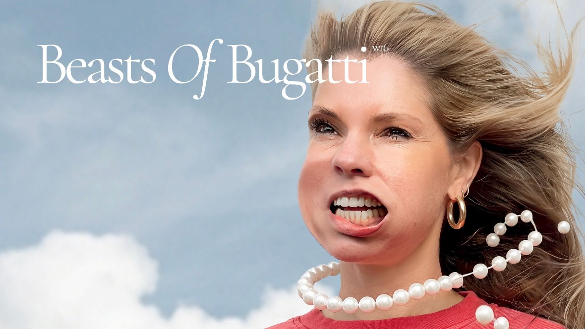 Bugatti-snelheid vervormt gezichten