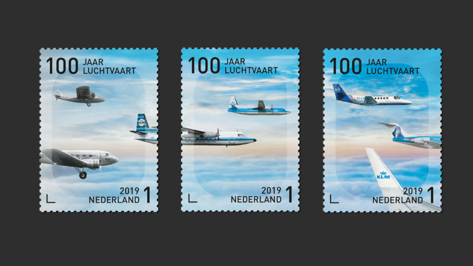Total Design ontwerpt postzegels 100 jaar luchtvaart