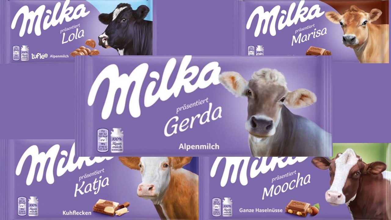 Tijdelijk echte koeien op packaging Milka