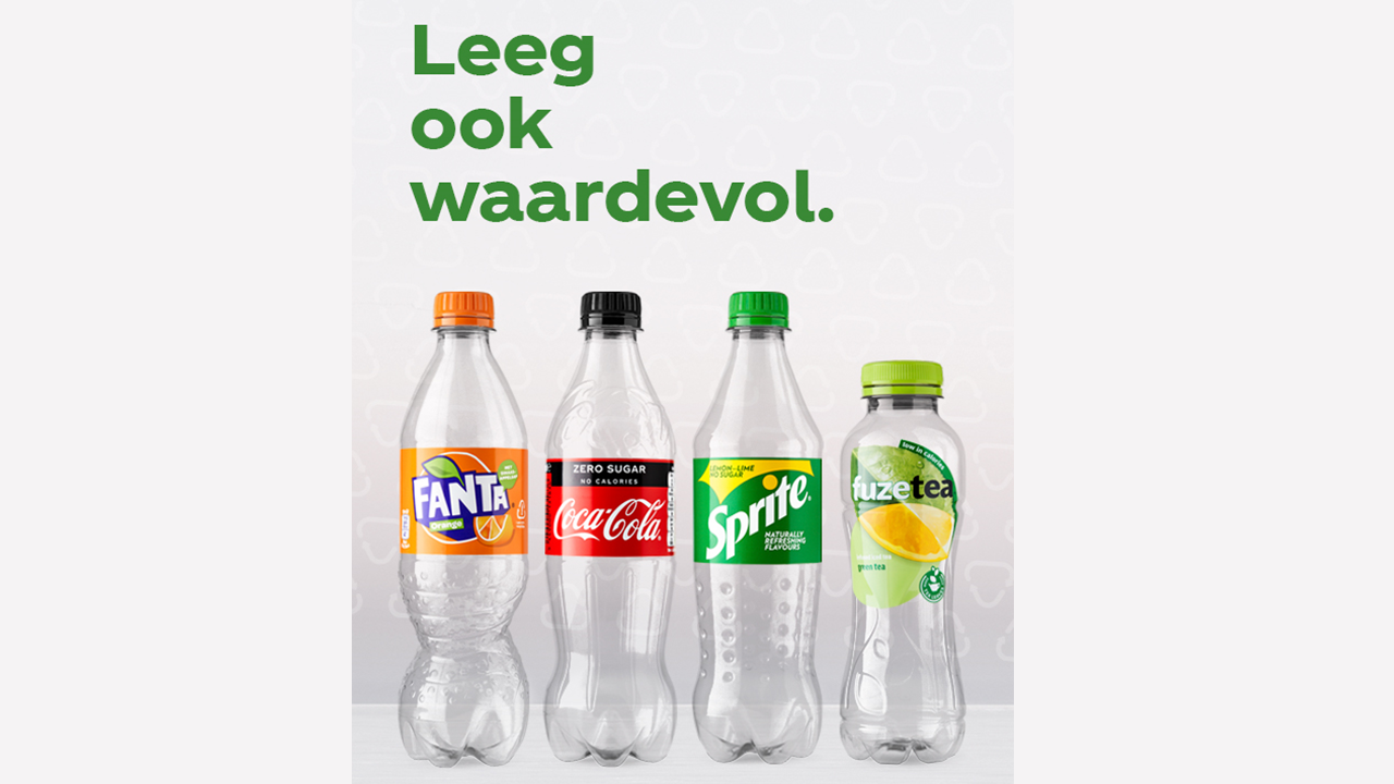 Flessen Coca-Cola Nederland volledig gerecycled plastic