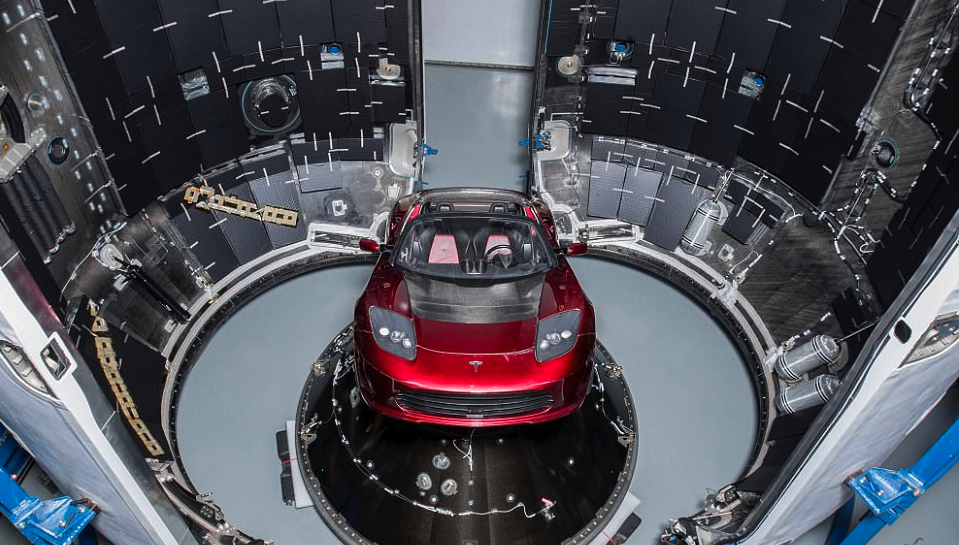 Marketingstunt Musk met Tesla-raket