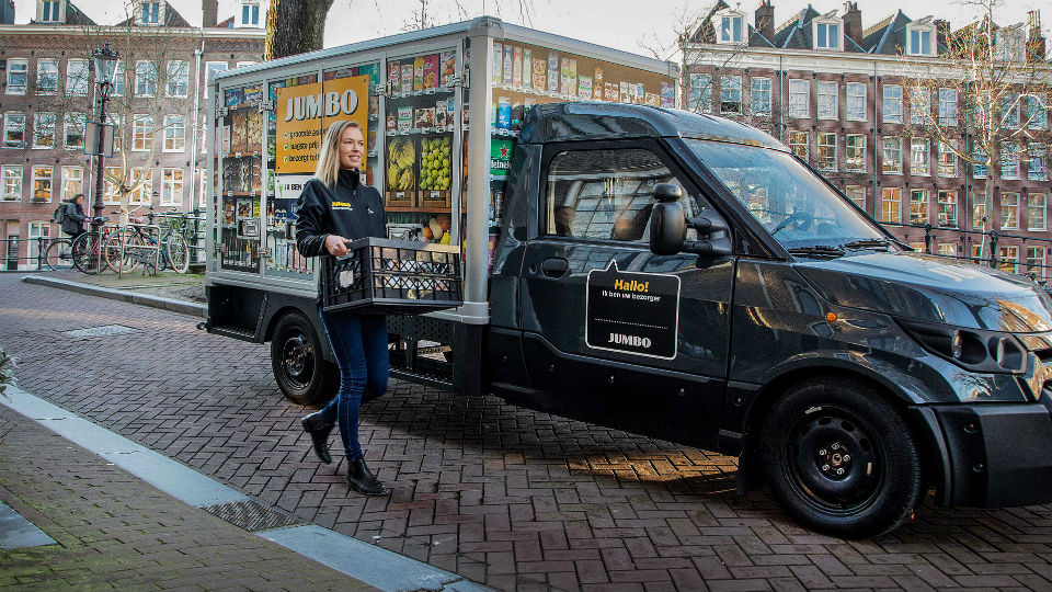 Supers bezorgen elektrisch in binnenstad