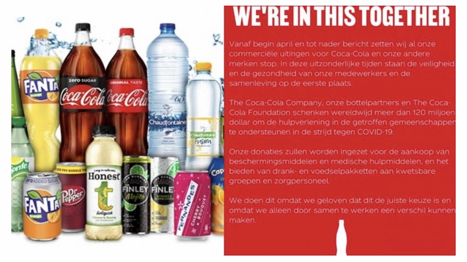 Coca-Cola zet reclame voor alle merken stop 