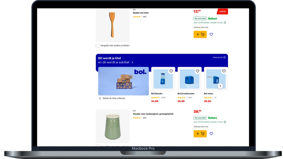 Bol.com introduceert ‘Branded Shelves’: merkbeleving in digitale etalages 1 Bol introduceert Branded Shelves voor merkbeleving