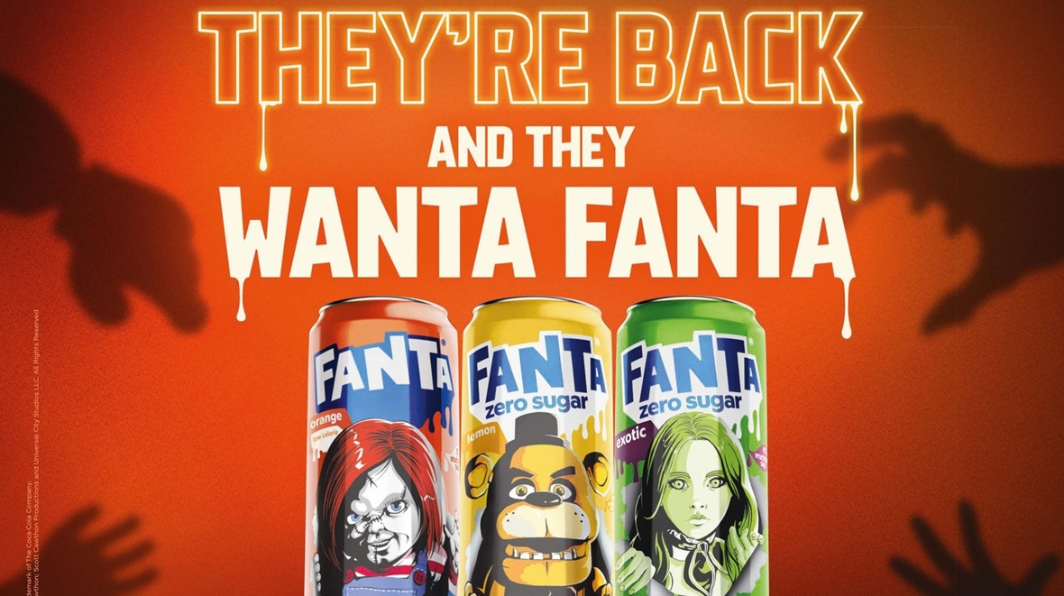 Horroriconen komen samen op Fanta Halloween verpakkingen