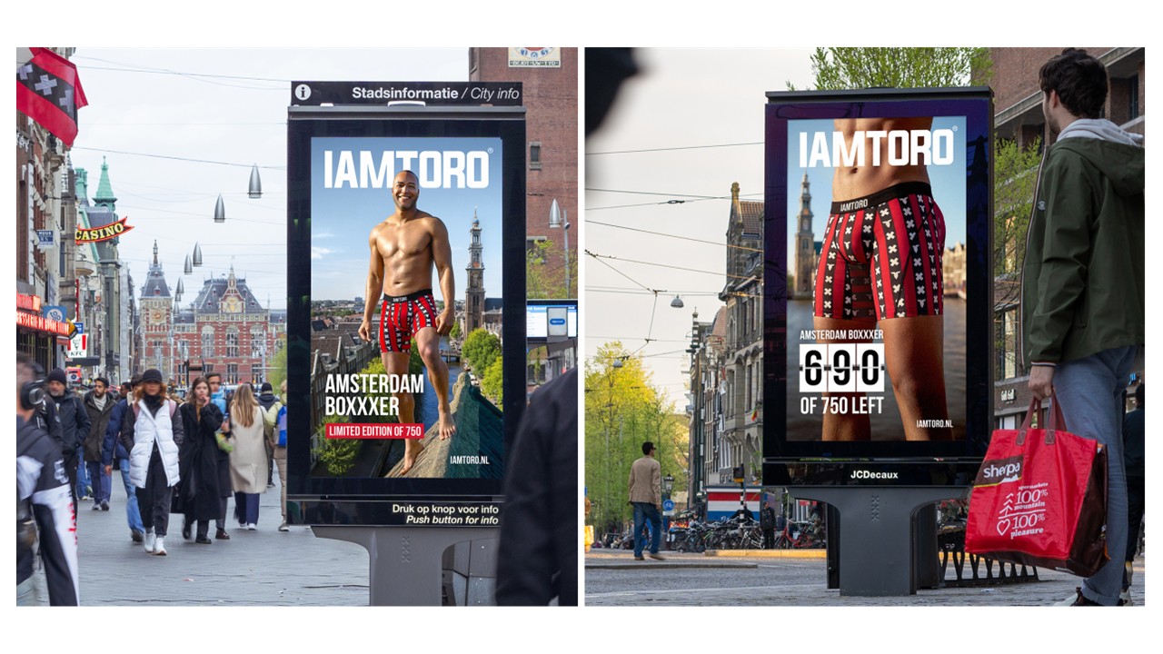 I am Toro lanceert Amsterdam 750 boxershort met outdoorcampagne die realtime voorraad laat zien