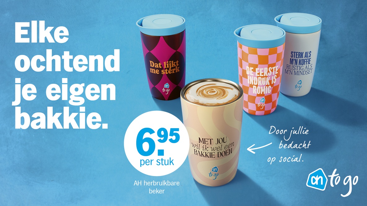 AH to go promoot herbruikbaar bakkie (met stroopwafel)
