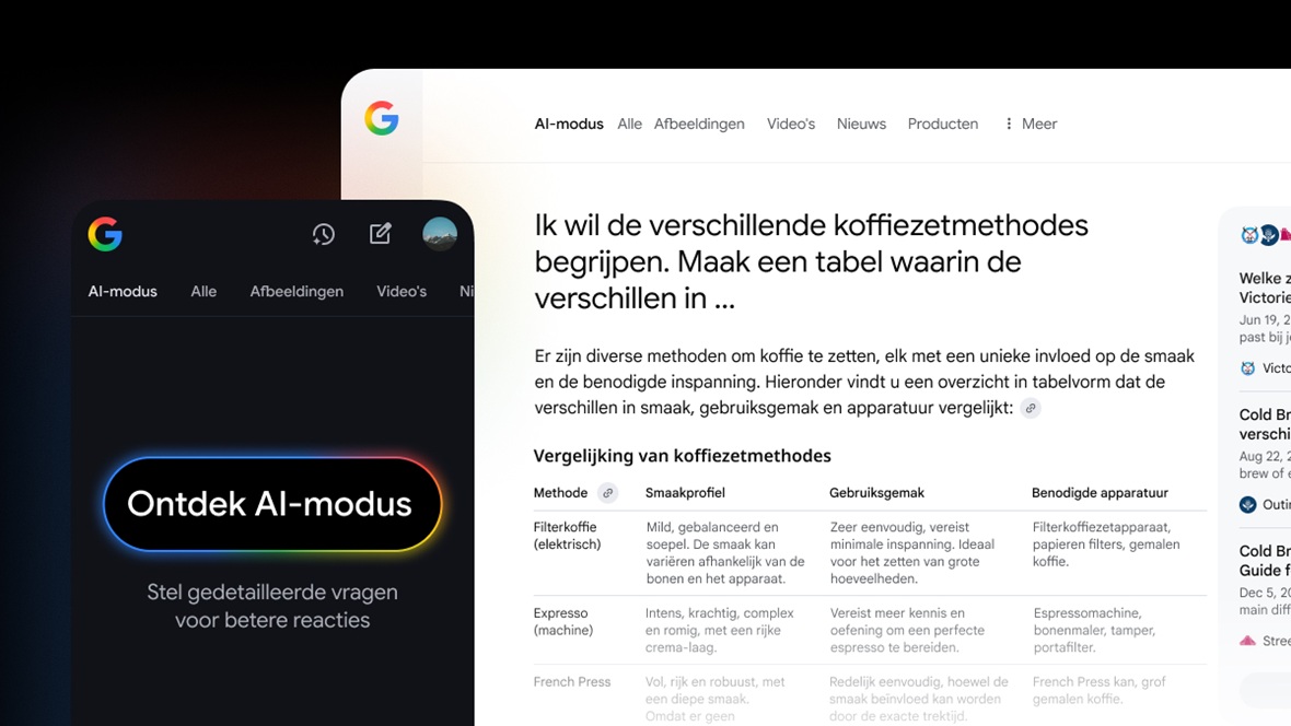 AI-modus komt naar 'Google Zoeken' in Nederland - Nieuwe AI Hub van start